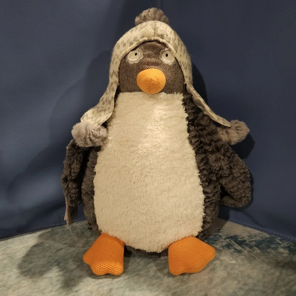 Pier 1 Imports Penguin & Lamb Plush Lot Winter Farmhouse Decor Stuffed Animals